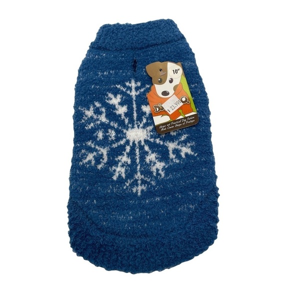 Blue Snowflake Dog Sweater - Picture 1 of 9